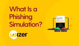 What is a phishing simulation blog graphic featuring Wizer security awareness training