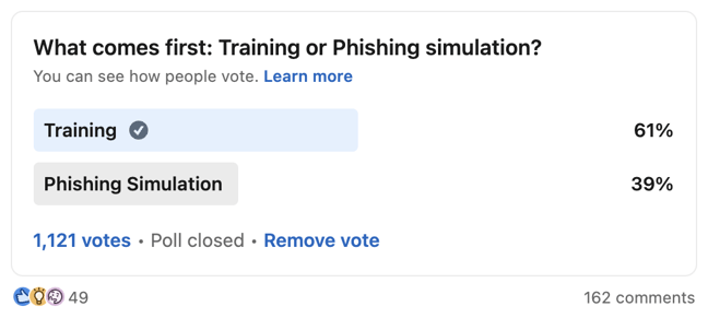 What comes first, training or phishing