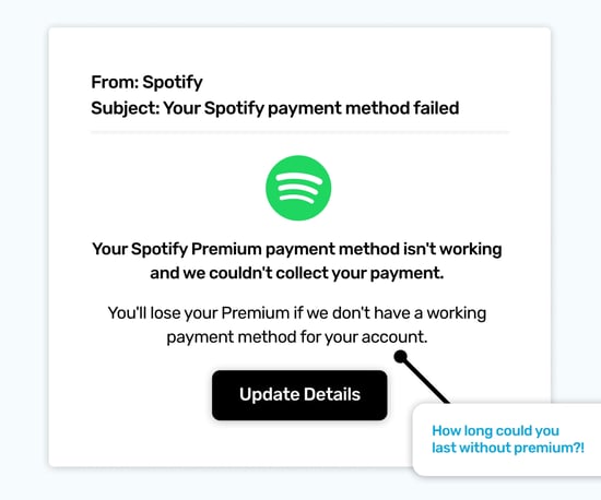 November phishing example - Spotify