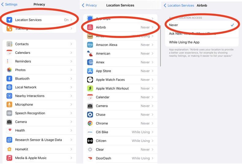 iPhone Settings Privacy Location Services App